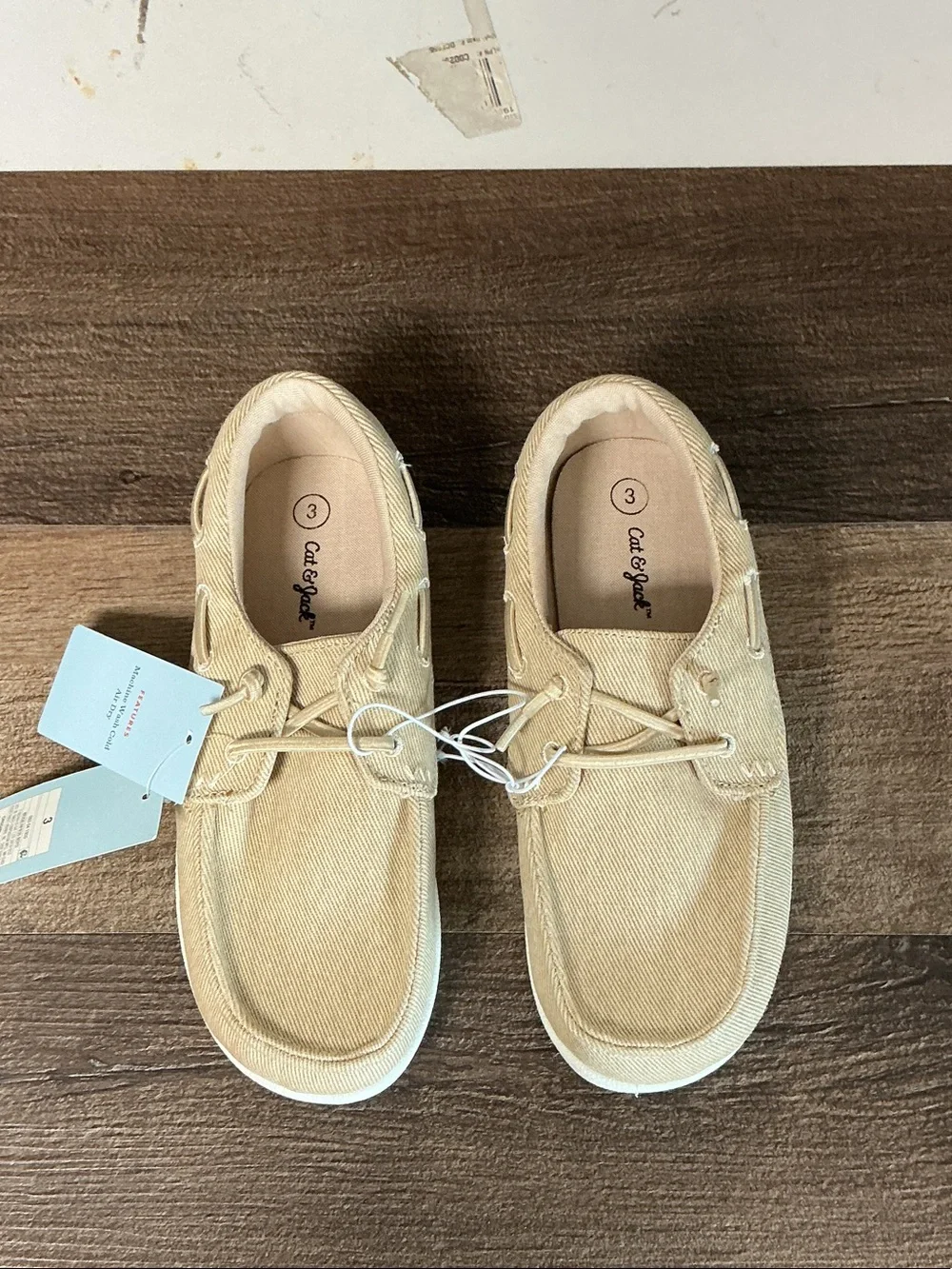 Cat & Jack Tan Canvas Slip-On Boat Sneakers for Kids